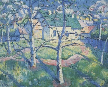 Paisajes Painting - manzanos en flor bosques de Kazimir Malevich
